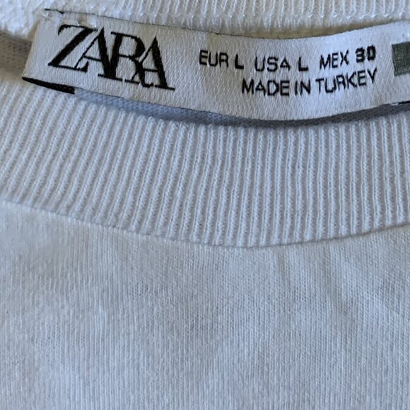 ZARA White Boxy Crop Tee – Size L - Picture 4 of 5